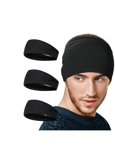 Buy 3Pieces Headbands for Men Sweat Band & Mens Headband Mesh Design Non Slip Stretchy Moisture Wicking Breathable Workout Sweatbands Running, Cycling, Gym, Yoga in UAE