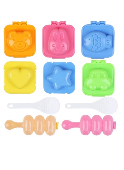 Buy Rice Ball Molds, Egg Sushi Mold Non-Stick Maker Shake, Include 2 PCS Shaker and 6 Animals Boiled Molds For Beginners Kids in UAE