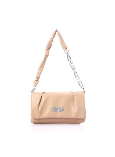 Buy Magnetic and Zipper Closure Cross-Body Bag - Camel in Egypt