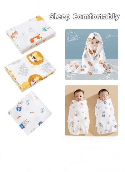 اشتري 3 PCS Baby Swaddle Blanket for Newborn Infant Swaddling Wrap Babies Sleeping Bag for Boy Girl Soft Cotton Sleep Sack في السعودية