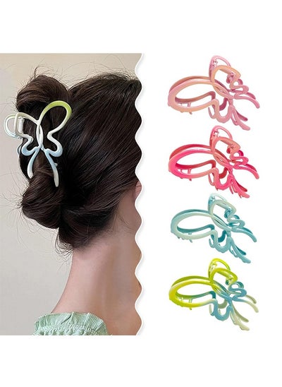 Buy 4Pcs Butterfly Hair Clips for Women Girls, Large Butterfly Claw Clips, Spring & Summer Gradient Macaron Color Hair Bows Clips for Thick Hair, Colorful Non-Slip Jaw Clips Bow Hair Accessories in UAE