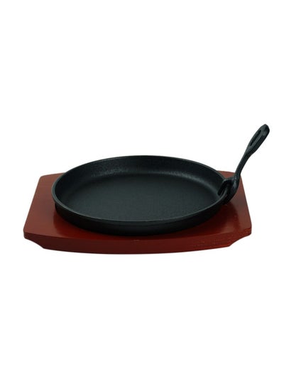 اشتري Rosette Cast Iron Sizzler Pan With Wooden Base Dia.22CM في الامارات