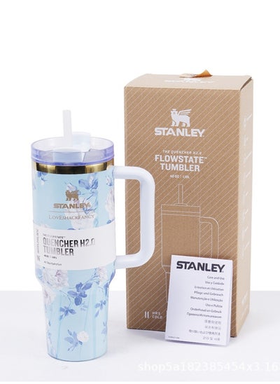 Buy Stainless Steel Vacuum Insulated Tumbler with Lid and Straw for Water, Iced Tea or Coffee, Smoothie and More, 40 oz,blue in UAE