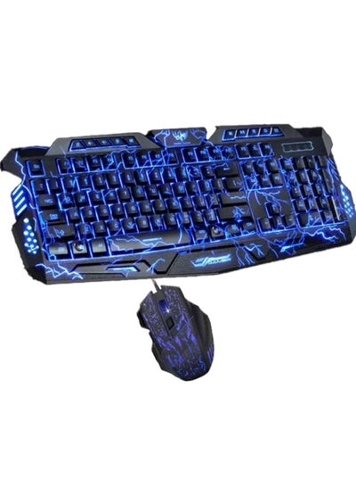 Buy Best Cool Gaming Led Wire Keyboard And Mouse For Gamer Lover Backlit Burst Crack Colorful Lighting in UAE