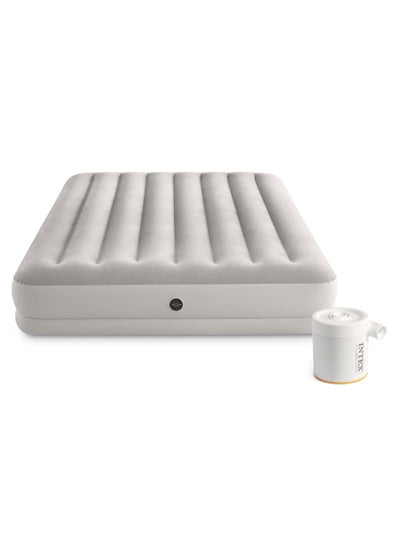 Buy Dura-Beam Prestige Mid-Rise Inflatable Mattress Double with USB Pump PVC Gray 152x203x30cm in UAE