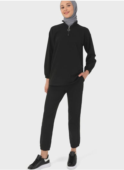 Buy Zip Neck Top & Pants Set in UAE