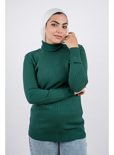 Buy Wide Short Ribbed Pullover | Free Size | ForestGreen in Egypt