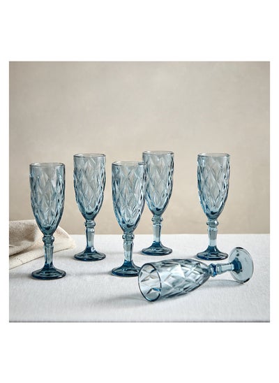 Buy Horizon 6-Piece Champagne Flute Set 6 x 19.5 x 6 cm in UAE