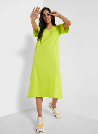 Buy Relaxed V-Neck Midi Dress in Saudi Arabia