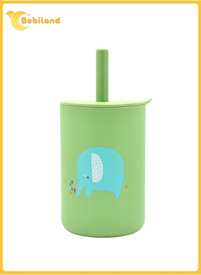 Buy 150mL Silicone Baby Trainer Cup with lovely Lion Pattern, Anti-Fall Non-Slip Sippy Cup for Toddler Independent Drinking, Green in Saudi Arabia