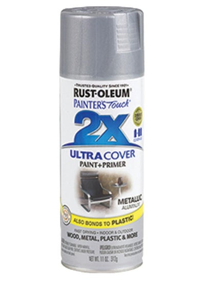 Buy Rust-Oleum Spray Paint Painters Touch 2X Satin Aluminum 12oz in UAE