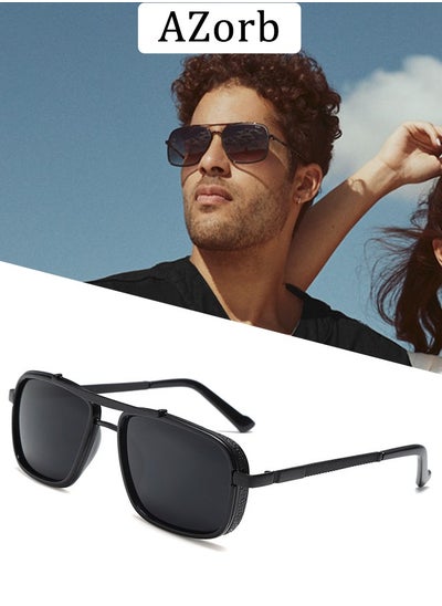 Buy Polarized Sunglasses Men Women Metal Square Aviator Frame for Men's Women's Sun Glassess Outdoor Driving Fishing Accessories UV Protection Shades Black in Saudi Arabia