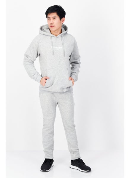 Buy Men 2 Pieces Hooded Sweatshirt And Jogger Set, Grey in UAE