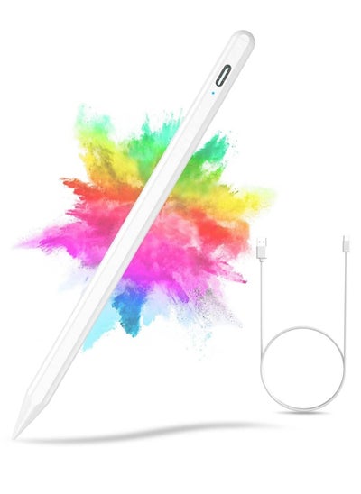 Buy Stylus Pen for iPad 2018-2022,Stylus Pencil Compatible with Apple iPad 10/9/8/7/6th,iPad Mini 6/5th,iPad Air 5/4/3th,iPad Pro 11''/12,9'',Capacitive pen with 4 Replacement Tips,Palm Rejection (White) in UAE