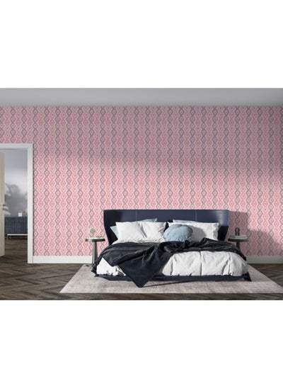 Buy Cute Grey And Pink Ikat Tribal Pattern Fabric Wallpaper Covers An Area ​​Up To 4.2Mx3M With Adhesive And Smoothing Tool in Egypt