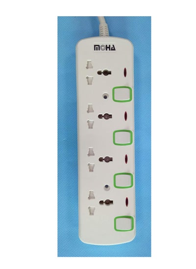 Buy "3-Way Power Extension Socket with Individual Switches – White, 2 Meter" in UAE