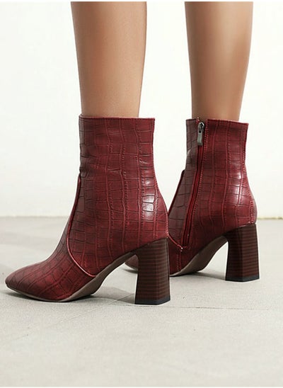 Buy Pointy Ankle Boots For Ladies Red in Saudi Arabia