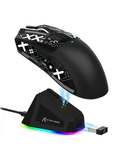 Buy Lightweight Wireless Gaming Mouse, 63g, PixArt PAW3311 Gaming Sensor,  BT/2.4G Wireless/Wired with Magnetic Charging Dock And Tape For Better Grip, Attack Shark X11 in Saudi Arabia