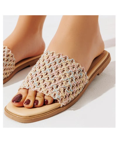 Buy Slipper Flat Mesh Multi Colors-BEIGE in Egypt