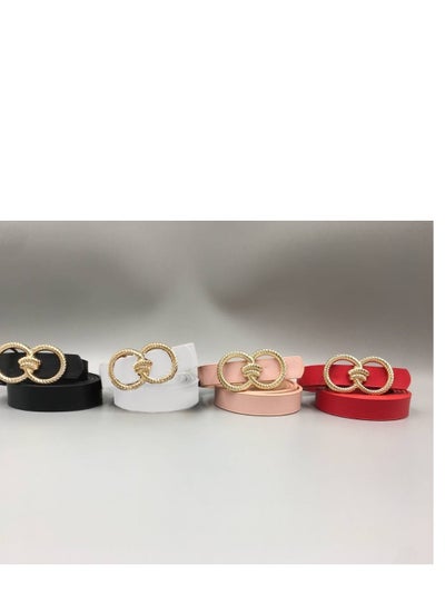 Buy 4pcs/set Women's Multi-color Round Buckle Thin Belt in Egypt