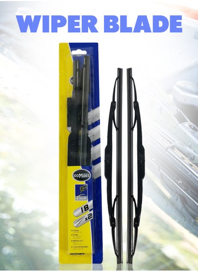 اشتري 18" Car Wiper Blades. High Quality 2 Pcs Set Universal Car Wiper Blades - 100 MILES في السعودية