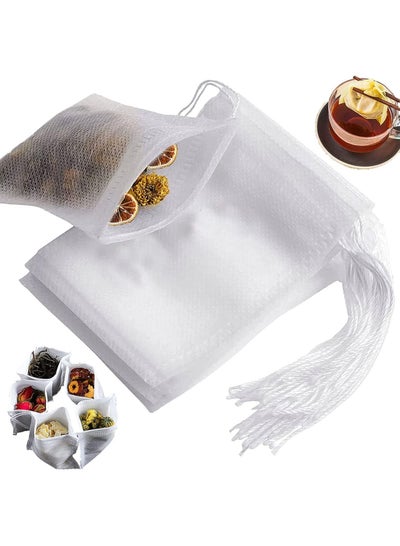 Buy Disposable Tea Filter Bags, Empty Cotton Drawstring Seal Filter Tea, Food Grade Nonwoven Tea Infuser for Leaf Tea Coffee, Medicinal and Soup (100 Pcs, 3.15x3.94 Inches) in Saudi Arabia