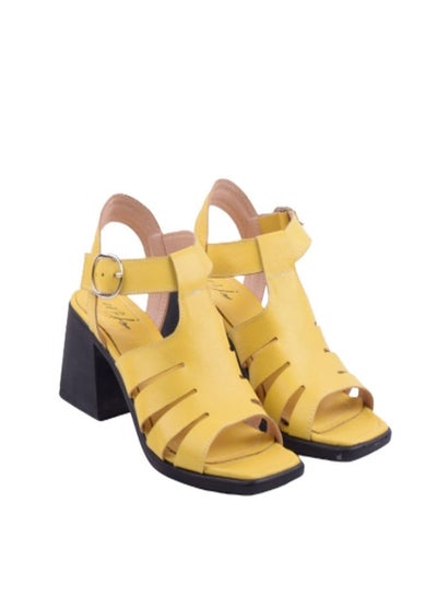 Buy Women Genuine leather Sandal-Yellow in Egypt