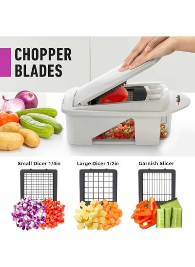 اشتري Pro-Series All-In-One, 12 Blade Mandoline Slicer For Kitchen, Food Chopper, Vegetable Slicer And Spiralizer, Cutter, Dicer, Grater, Kitchen Gadgets Sets With Container في الامارات