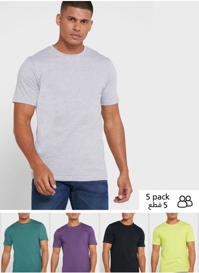 Buy 5 Pack Essential Crew Neck T-Shirts in UAE