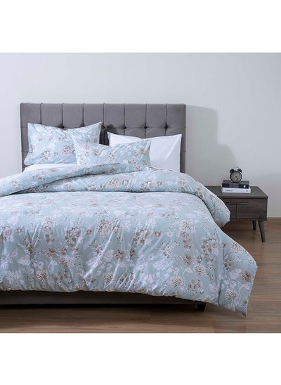 Buy Ava Flower 3-Piece Comforter Set 240x260cm - Blue in UAE