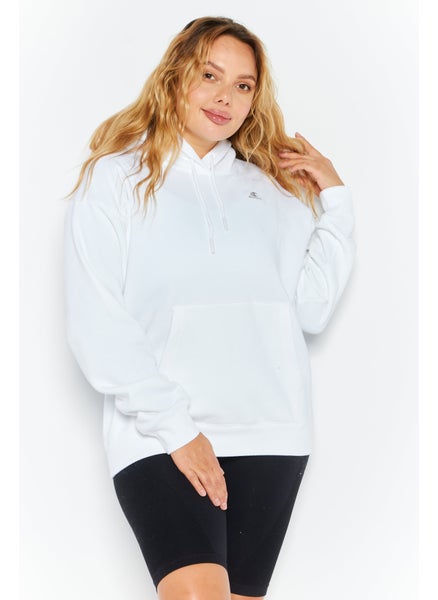 Buy Women Sportswear Fit Hooded Training Sweatshirt, White in UAE