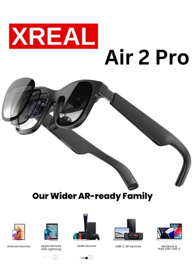 Buy XREAL Air 2 Pro AR Glasses, Ultimate Portable Display with 3-Level Electrochrome Darkening,75g,120Hz,130",Smart Glasses, Compatible with Steam Deck/ROG, Mac/PC, Android/iOS, PlayStaion5/Nintendo/Xbox in UAE