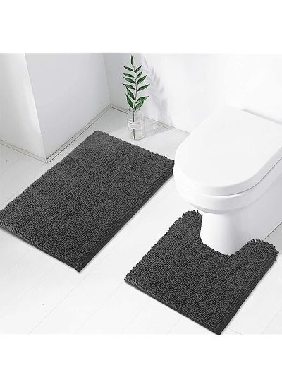 اشتري 2Pcs Bath Mat Non Slip Bathroom Mat Waterproof Bath Rugs Bathroom Absorbent Microfiber Soft Foot Bath two-piece 50 * 80 في السعودية