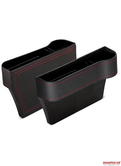 اشتري Car Seat Gap Filler Organizer 2 Packs Center Console Organiser PU Leather With Cup Holder Side Gap Filler Fit For Phone Coins Money Keys and Wallet في الامارات