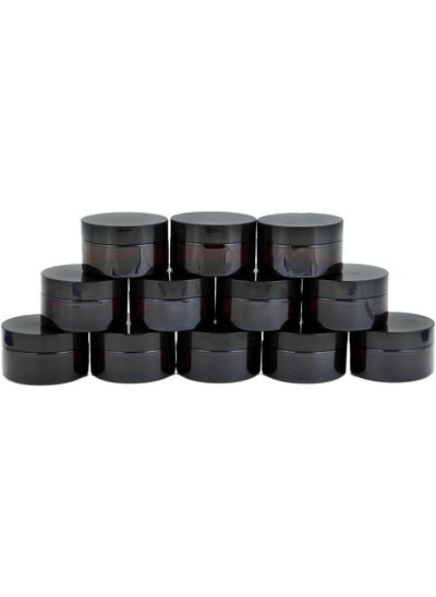 اشتري Brown Round Glass Jar With Plastic Screw Cap 100Ml 5.5X5.5X 6.5 Cm Set Of 12  Pieces في الامارات