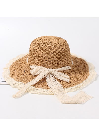 Buy New Fashionable and Elegant Straw Hat with Bow Tie Straw Hat in UAE