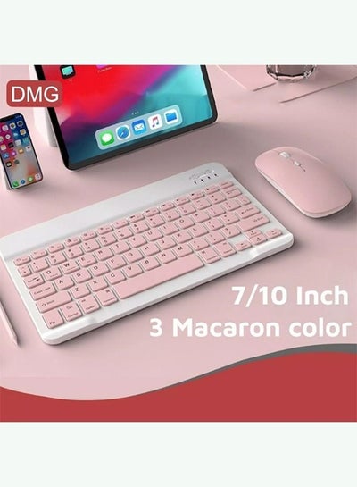اشتري Wireless Bluetooth Keyboard Mouse Set  Three System Universal English 10inch Pink Lightweight Portable في السعودية