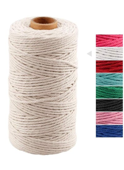 اشتري 3 MM Macrame Cord,Strong Food Safe Cotton Cooking String for Tying Meat, Baking, DIY Crafts, Gifts Making Sausage and Packaging Decoration 100 M Kitchen Bakers String في الامارات