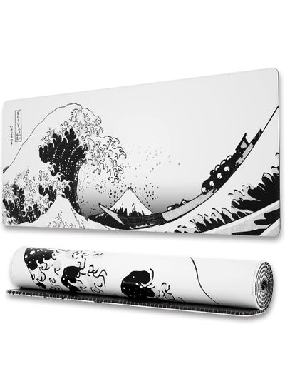 Buy Large Gaming Mouse Pad with Stitched Edges Japanese Wave Anime Desk Mat Extended XL Mousepad with Anti-Slip Base Spill-Resistant Desk Pad for Keyboard and Mouse 800 * 300 * 3mm in UAE