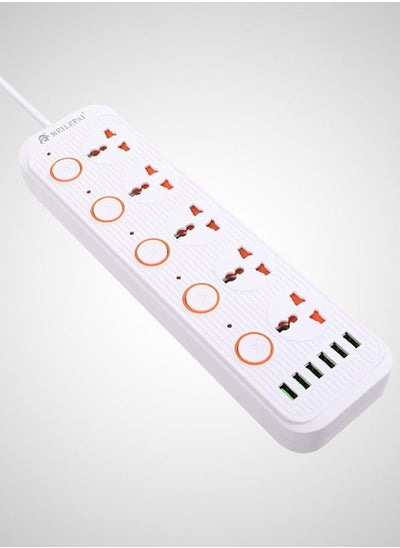 Buy Power Strip Surge Protector with USB- Extension Cord Flat Plug with Widely 5 AC Outlet and 6 USB, Small Desktop Station with 6 ft Power Cord, Compact Socket (5G6U-A06) in UAE