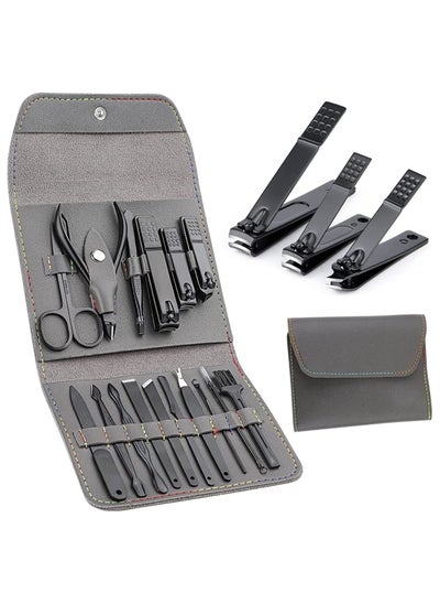 اشتري Manicure Set, Professional Stainless Steel Pedicure Nail Clipper Tools Kit with PU Leather Folding Case，Women Men Nail Scissors Nail Cutter Set，16 In 1 Travel Grooming Care Tool Kits في الامارات