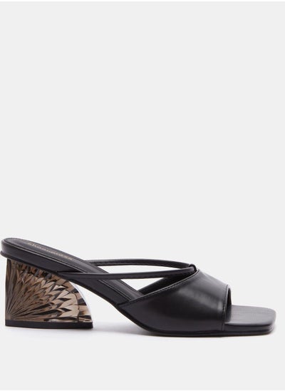 اشتري Solid Slip-On Slide Sandals with Block Heels في السعودية