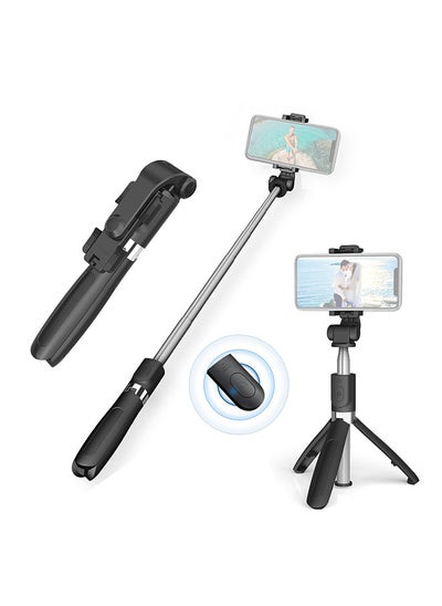 Buy 27.5in 3-in-1 Selfie Stick Desktop Tripod Gimbal Stabilizer with 6-Section Telescoping Rod with Phone Clip & Detachable Remote Control in UAE