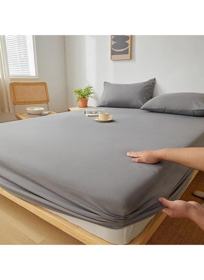 Buy QBED Plain Fitted Sheet Set for Hotels, Homes & Touristic Villages 3 Pieces (120 * 200 * 30 cm, Grey) in Egypt