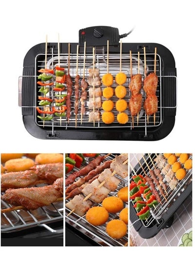 Buy Smokeless Indoor/Outdoor Electric Grill Portable Tabletop Grill Kitchen BBQ Grills Adjustable Temperature Control,Removable Water Filled Drip Tray,2000W,Black（EU Plug） in UAE