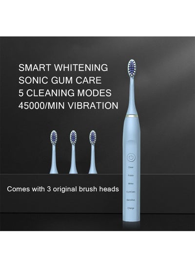 Buy Sonic Electric Toothbrush for Adults Timer Teeth Ultrasonic Automatic Vibrator Whitening Ipx7 Waterproof 4 Brush Head Usb Type in Saudi Arabia