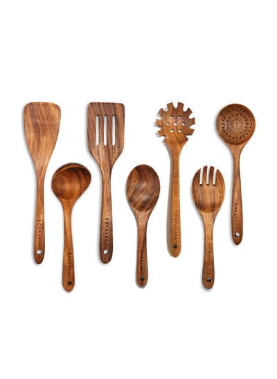 Buy Wooden Spoons for Cooking,7Pcs Wooden Utensils for Cooking ,Wooden Spatula for Cooking in Saudi Arabia