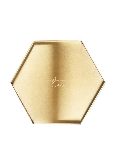 Buy Golden Stainless Steel Geometric Shape Jewelry Cosmetics Storage Tray Afternoon Tea Dessert Pallet (Hexagon 7") in Saudi Arabia