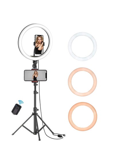 Buy 10 Inch Selfie Ring Light with Tripod Stand Dimmable Led Camera Ring Light and Phone Holder for Live Stream Makeup YouTube Video Compatible with iPhone Android Remote in UAE