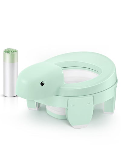 Buy 4 in 1 Potty Training Toilet for Kids, Portable Baby Toilet, Potty Training Toilet Seat with Lid and  Splash Guard, Including 20 Pcs Storage Bag, for Home, Travel (Green) in UAE